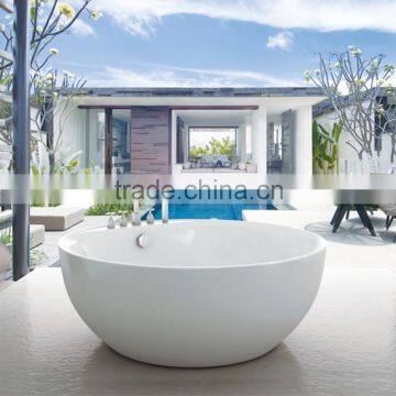 Chinese Round Shaped Solid Surface White Acrylic Bathtub photo-3