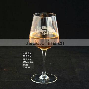 Stemmed wine glass for Airline; Inflight glass cup for wine