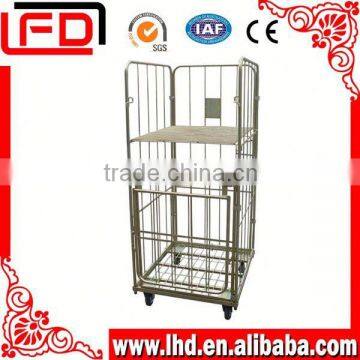 collapsible and foldable rolling wire mesh container dolly