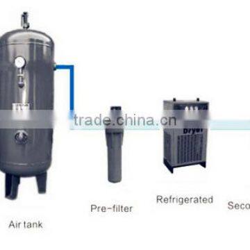8 bar 130 CFM variable frequency screw air compressor belt drive high efficiency with dryer and filter