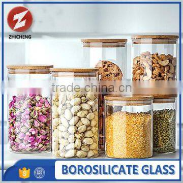 Heat resistant fresh keeping sealed borosilicate glass storage jar