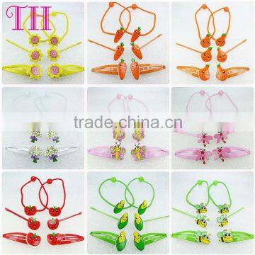 Low Price Factory Hair Accessories Custom Non-toxic Nylon Elastic Band Resin Hair Barrette Girl Kid Hair Accessory Set photo-2