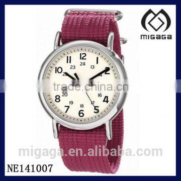 Unisex Fuchsia Nylon Strap Watch U.S.A. popular wristwatches/Good quality U.S. FASHION nightlight ANALOG QUARTZ WATCH