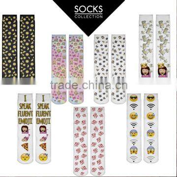 2016 New fashion 3D print Long Socks Fashion New Hot Sale 3D Printed Socks hot socks fullprint emoji long socks