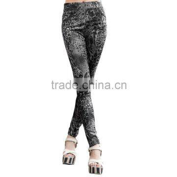 2014 new europe mature ladies nice leopard legging denim Fabric skinny tight legging