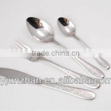 2013 hot sell Silver fork spoon set of stainless steel material made by Junzhan factory directly and sell in factory price