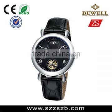 Magnificent Moon Phase Stainless Steel Automatic Wrist watch for men with leather strap