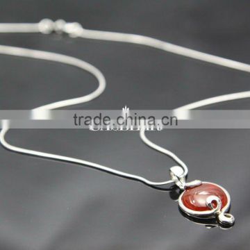 925 silver jewelry with red agate pendent