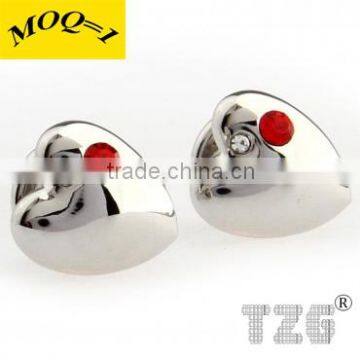 Fashion Stainless Steel Stone Heart Cufflink