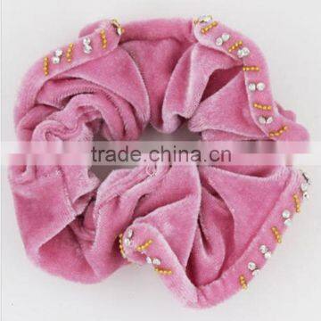 fancy Velvet rhinestone pink scrunchy Ponytail Holde wholesale fascinators