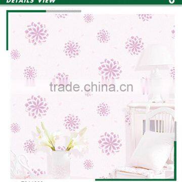 latest foaming non woven wallpaper, pink royal bold floral wallcovering for office , decorative wall paper wholesale