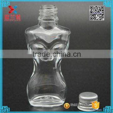 Fancy Design Woman Body Shaped Clear Lotion Glass Bottle With Aluminum Cap photo-2
