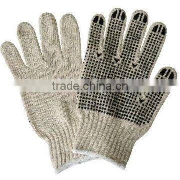 Polyest/Cotton knitted gloves with pvc dots on palm