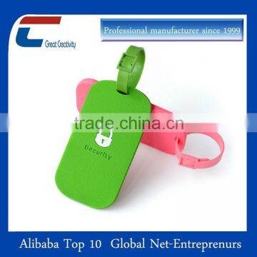 custom shape design silicone luggage tag with logo silk printing