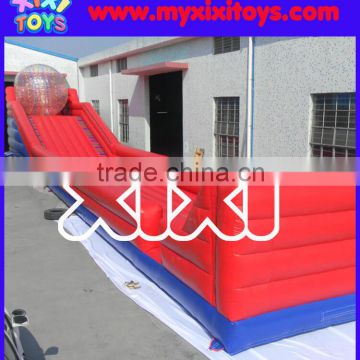 hot sale long Red inflatable zorb ball ramp, inflatable zorb ball sport game