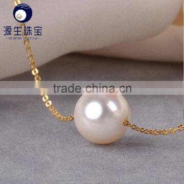 saltwater single 8--8.5mm white/golden akoya pearl necklace pendant for sales