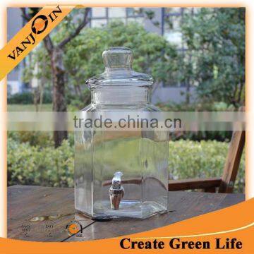 4L Octagon Glass Storage Jar With Glass Mushroom Lid With Tap photo-4