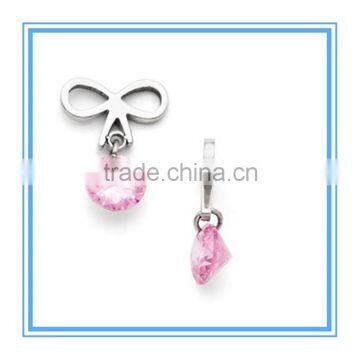 Stainless Steel Pink CZ Infinity Sign Earrings