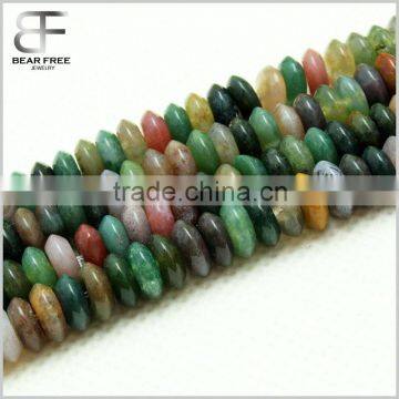 Natural Gem Gemstone Indian Agate Round Abacus Shaped Beads Strand