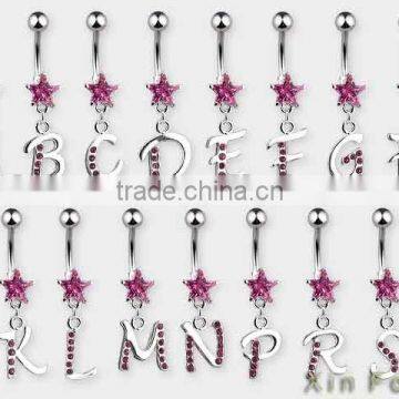 Body Jewelry Piercing Belly Rings Initial With Star Gem Body Jewelry Shop