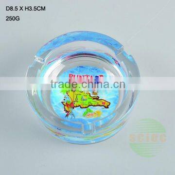 round glass ashtray with logo and color