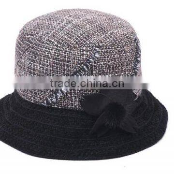 China factory ladies cap hot ladies fancy hat 2016 with flora pom poms