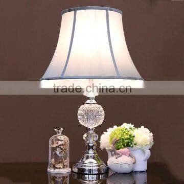 Polished chrome finish light blue shade crystal table lamp 20064