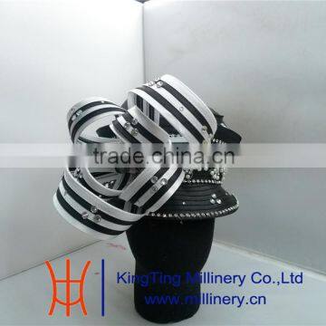 Rhinestone Black/White Women Custom Church Hats Wholesale BM-5025                        
                                                Quality Choice