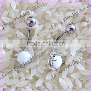 With 4 Claws Opal Ball Stainless Steel Navel Belly Ring [OB-075]