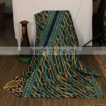 Indian Kantha Quilt Vintage Kantha throw Twin Bedspread Twin Bohemian Throw