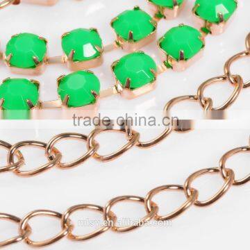 Delicate Green Diamand Metal Link Ornament Chain Brightness F1-80024 photo-3