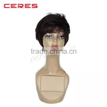 natural wavy style tangle free 100% Brazilian human hair wig machine made short cut wig