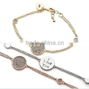 Fashionable latest crystal 6-3/4" Word Link Bracelet custom design wristband bracelet