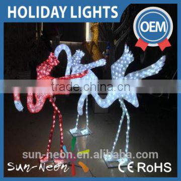 Red and White Outdoor Lighted Flamingos Christmas Decorations