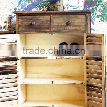 American Rural Antique Wood Shoes Cabinet photo-4