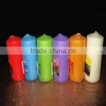 colorful unscented pillar candles