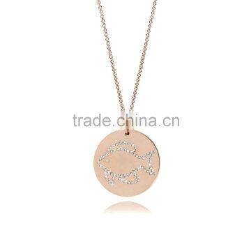 14K Rose Gold Plate for Silver/Brass Genuine Crystal Customize Design Sea Theme 'Fish' Animal Pendants Jewelry