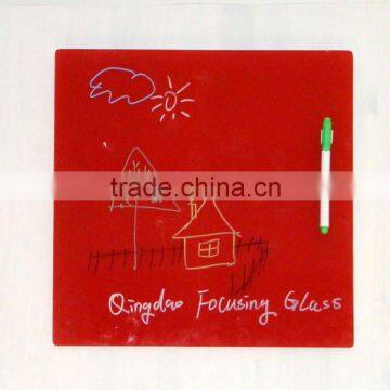 Red color erasable magnetic tempered glass writing board /memo boad/drawing board