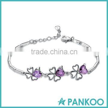 New arrival personalize sterling silver purple diamond bracelet