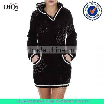 New Womens Ladies Cable Knitted Hooded sweater dress