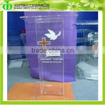 DDL-0007 Factory Sells Clear Glass Pulpit With Printing for Ceremony, Pulpit