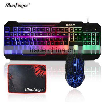 USB Wired LED Backlit Gaming Keyboard and Cool Crack Mouse Combo