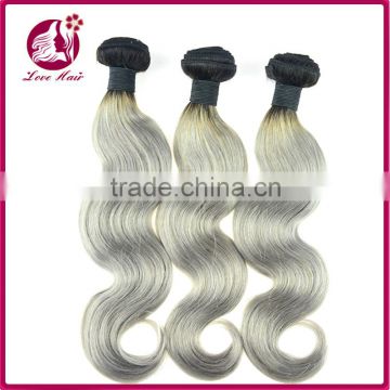 Unprocessed 7a chinese gold vender straight 1b grey ombre 100 human hair for sale