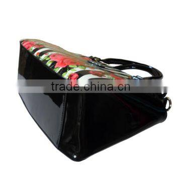 2016 Fashion Shiny PU Handbag With Rose in Stripes Print photo-3