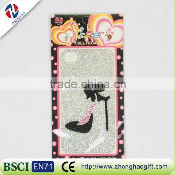 2016 new crystal shoes diamond mobile phone sticker