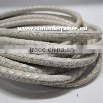 Nappa Leather Cords - snake style - White- 2.5mm