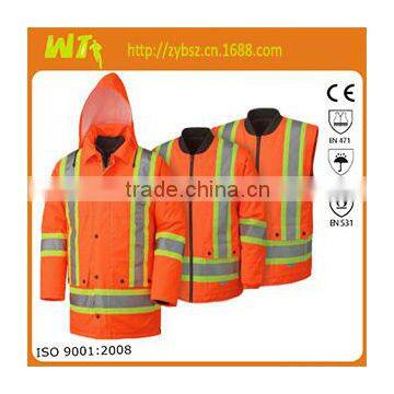 4 in 1 high visibility safety reflective fluorescein jacket