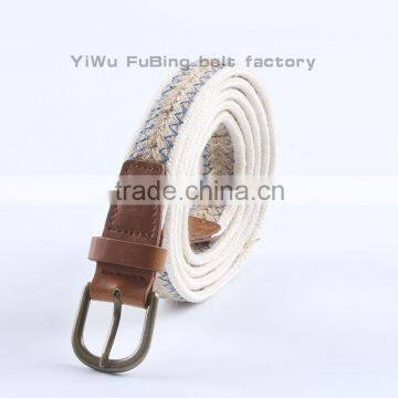 Fashionable Pin Buckle pu Leather Knit Canvas Belt