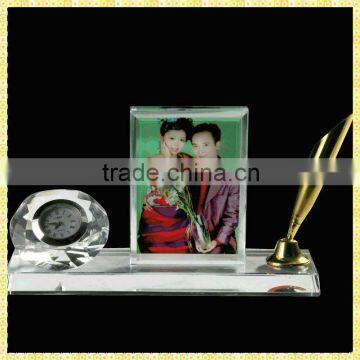 Wholesale Cheap Crystal Wedding Gifts Set With Pen Holder Clock