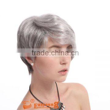 White grey color short hair wigs hair styles for European white women